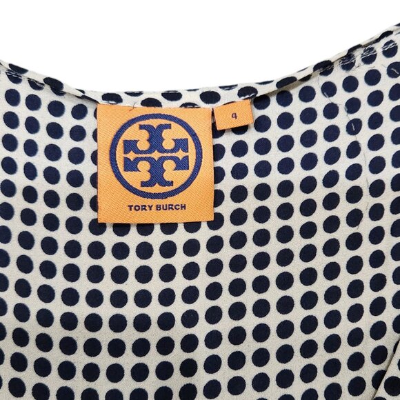 Tory Burch Tan and Black Polka Dots Silk Sleeveless Tank Top Size 4 - Picture 7 of 8